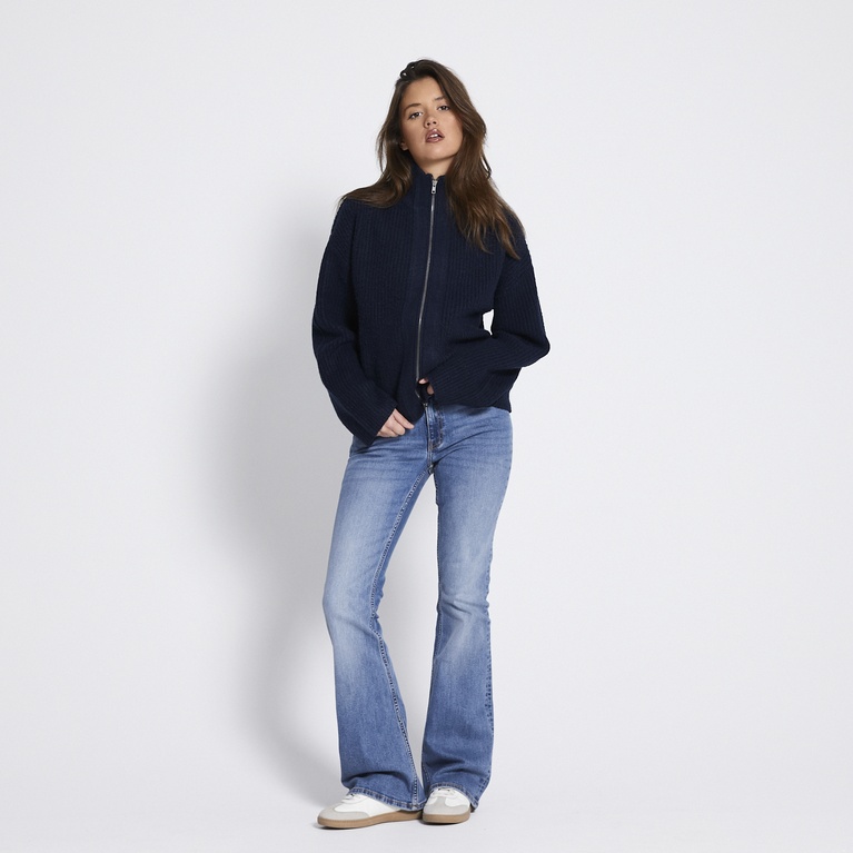 Zip knit cardigan "Zip Cardigan" Dark Blue